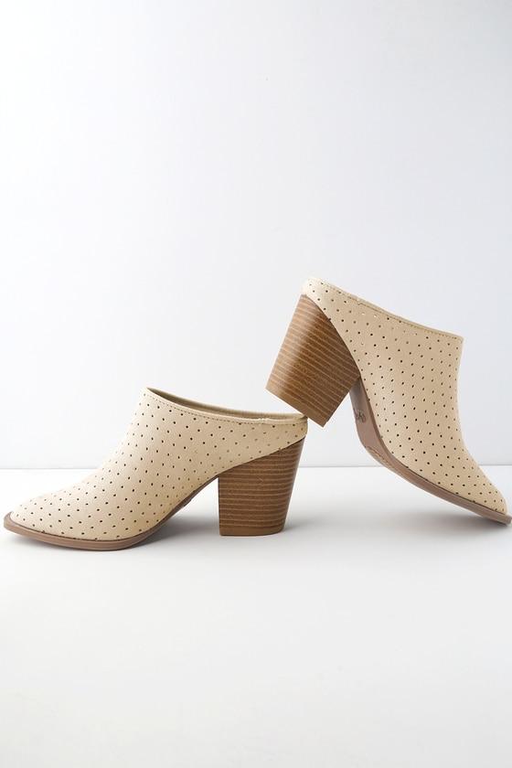 Qupid Vale Oatmeal Suede Mules | Lulus