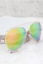 Lulus Hot Springs Gold And Pink Mirrored Aviator Sunglasses
