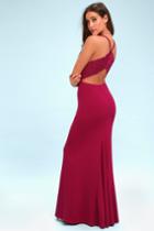 Love Story Magenta Backless Lace Maxi Dress | Lulus