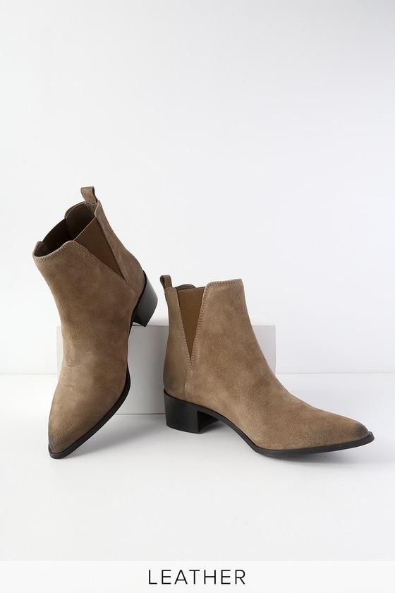 Rebels Rally Taupe Genuine Suede Leather Ankle High Heel Boots | Lulus
