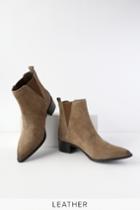 Rebels Rally Taupe Genuine Suede Leather Ankle High Heel Boots | Lulus