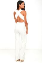 Thinking Out Loud White Backless Jumpsuit | Lulus