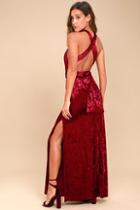 Lulus Dreams Of Sheen Burgundy Velvet Convertible Maxi Dress