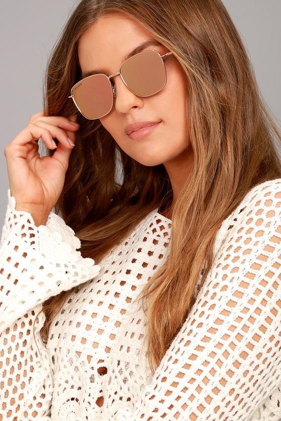 Perverse | Em Rose Gold And Pink Mirrored Sunglasses | Lulus