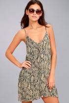Amuse Society Midsummer Grey Snake Print Shift Dress