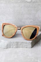 Woodzee Lexi Dark Gold Mirrored Pear Wood Sunglasses