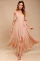 Easy Listening Blush Off-the-shoulder Wrap Maxi Dress | Lulus
