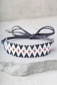 Ettika Tribal Dancer Grey Beaded Choker Necklace
