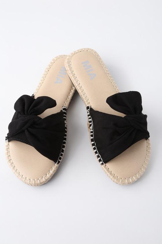 Mia Kensi Black Suede Espadrille Slide Sandal Heels | Lulus
