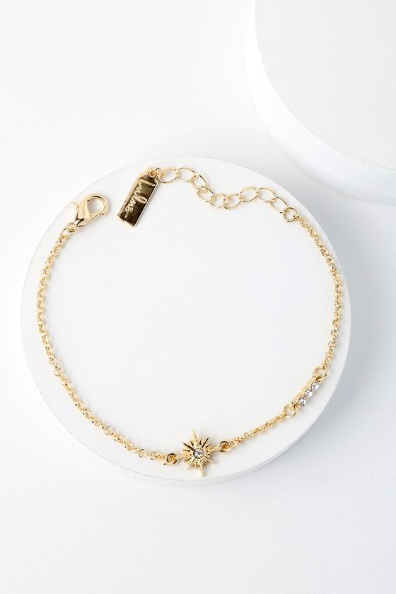 Lulus | Della Gold Rhinestone Bracelet