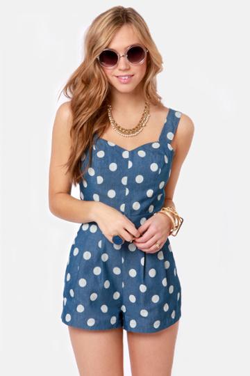 Dot Of The Bay Blue Polka Dot Romper