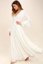 Enchanted Evening White Lace Maxi Dress | Lulus