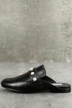 Steve Madden Kandi-p Black Leather Loafer Slides