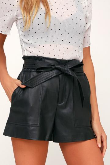 Blank Nyc Dark Web Black Vegan Leather High-waisted Shorts | Lulus