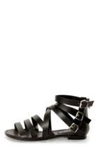 Breckelle's Covina 04 Black Strappy Gladiator Sandals