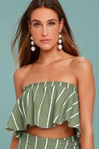 Faithfull The Brand Suns Out Olive Green Striped Strapless Top