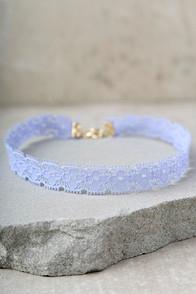 Lulus Main Squeeze Light Blue Lace Choker Necklace