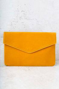 Lulus Daily To-do Mustard Yellow Velvet Clutch