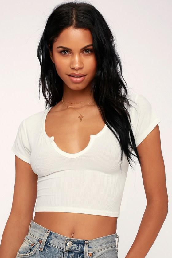 Gotta Love It White Ribbed Crop Top | Lulus