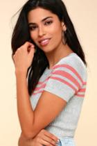Class Act Grey Striped Ribbed Knit Crop Top | Lulus