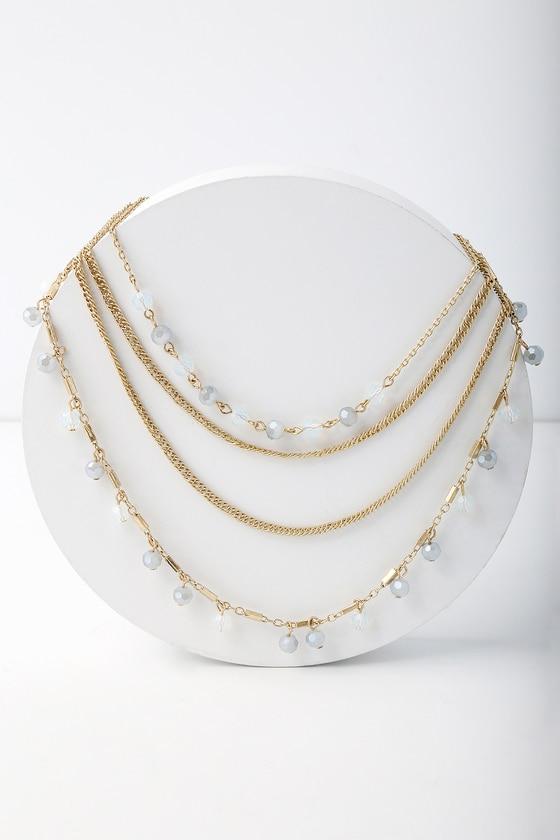 Believe In Magic Gold And Grey Beaded Layered Necklace | Lulus