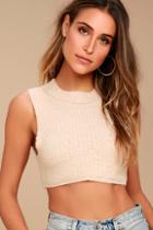 Free People Valley Side Light Beige Cropped Vest