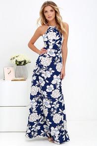 Lulu*s In Blossom Blue Floral Print Maxi Dress