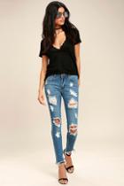 Machine Jeans On The Air Medium Wash Destroyed Skinny Jeans