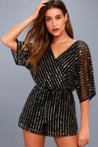 Bb Dakota Odelia Black And Gold Sequin Romper | Lulus