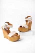 Steve Madden Belma Off-white Leather Wedge Sandal Heels | Lulus