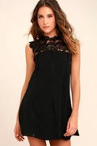 Lulus | Hey Doll Black Lace Shift Dress | Size Small | 100% Polyester
