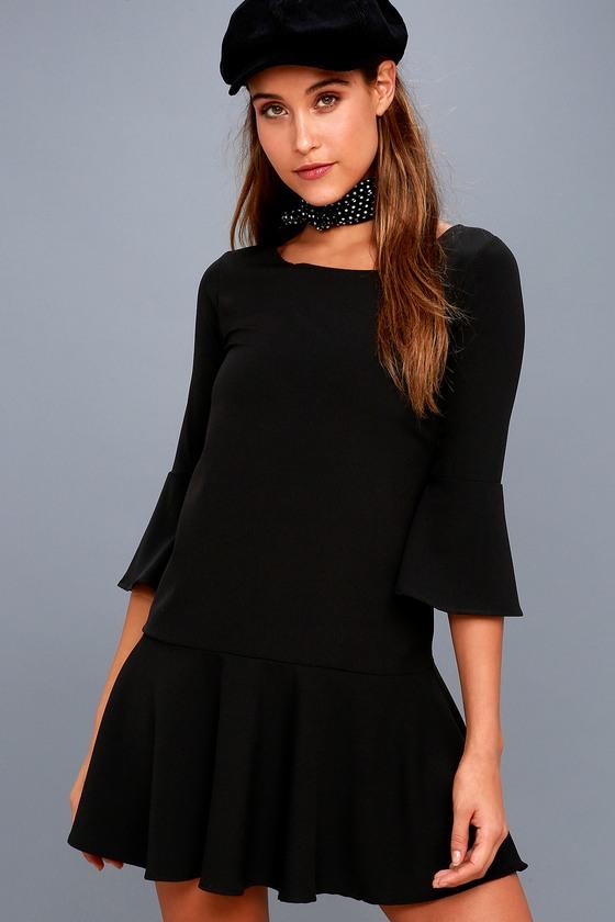 Ppla Oliver Black Flounce Sleeve Dress | Lulus