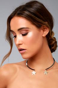 Lulus Trip To The Stars Gold And Gunmetal Collar Necklace