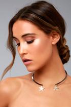 Lulus Trip To The Stars Gold And Gunmetal Collar Necklace