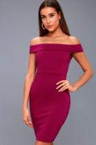 Charm And Delight Magenta Off-the-shoulder Bodycon Dress | Lulus