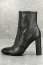 Steve Madden | Editor Black Leather Mid-calf High Heel Boots | Size 5.5 | Lulus