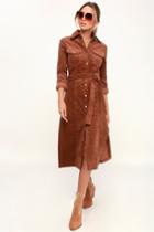 Honey Punch Lylia Brown Corduroy Midi Shirt Dress | Lulus