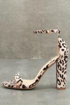 Lulus | Taylor Leopard Suede Ankle Strap Heels | Size 9 | Beige | Vegan Friendly