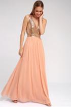 Elegant Encounter Champagne Sequin Maxi Dress | Lulus