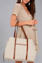 Lulus High Standards Tan Striped Tote