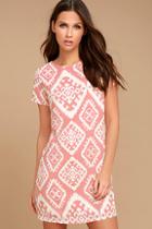 Lulus Give Me A Print Blush Pink Print Shift Dress