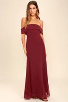 Re:named Perfectly Poised Wine Red Off-the-shoulder Maxi Dress