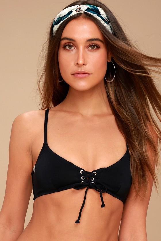 Rhythm Sunchaser Black Lace-up Bikini Top | Lulus
