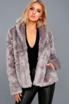 Stone Row | Fauxreals Dusty Purple Faux Fur Coat | Size Small | 100% Polyester | Lulus