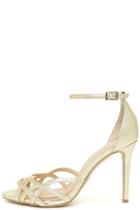 Jewel By Badgley Mischka Haskell Ii Gold Ankle Strap Heels