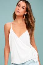 Re:named | Take Note White Wrap Tank Top | Size Small | 100% Rayon | Lulus