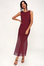 Net-worth It Burgundy Sleeveless Mesh Midi Dress | Lulus
