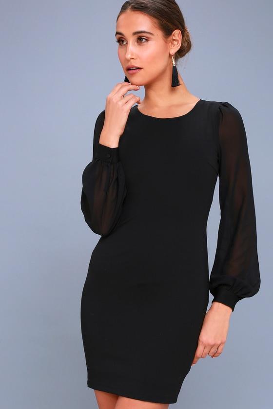 Poetic Love Black Long Sleeve Bodycon Dress | Lulus