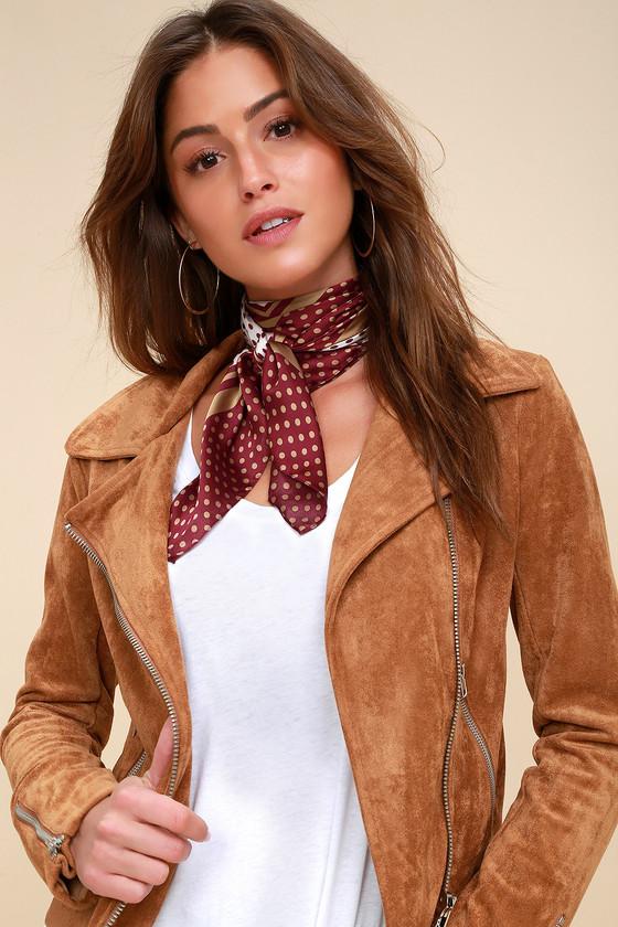 Monaco Rust Red And Cream Polka Dot Satin Scarf | Lulus