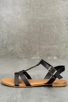 Bamboo Nia Black Flat Sandals